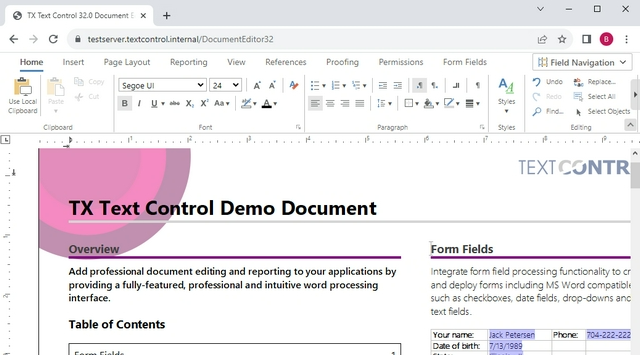 文档处理和报告组件 TX Text Control 32.0 新版本已发布