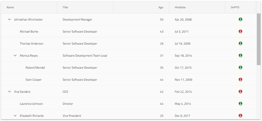 Web 组件树状网格