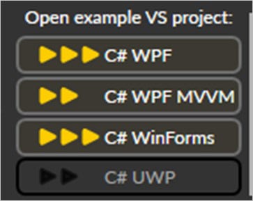 LightningChart .NET 中 Visual Studio 项目的可用选项