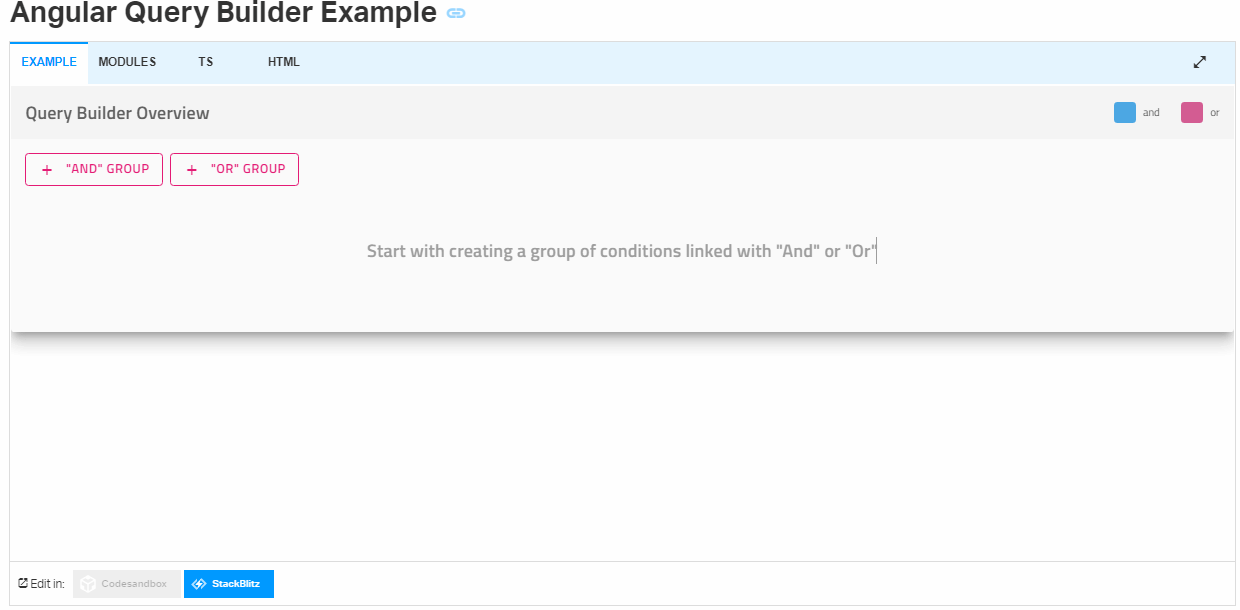 Angular 查询生成器组件示例