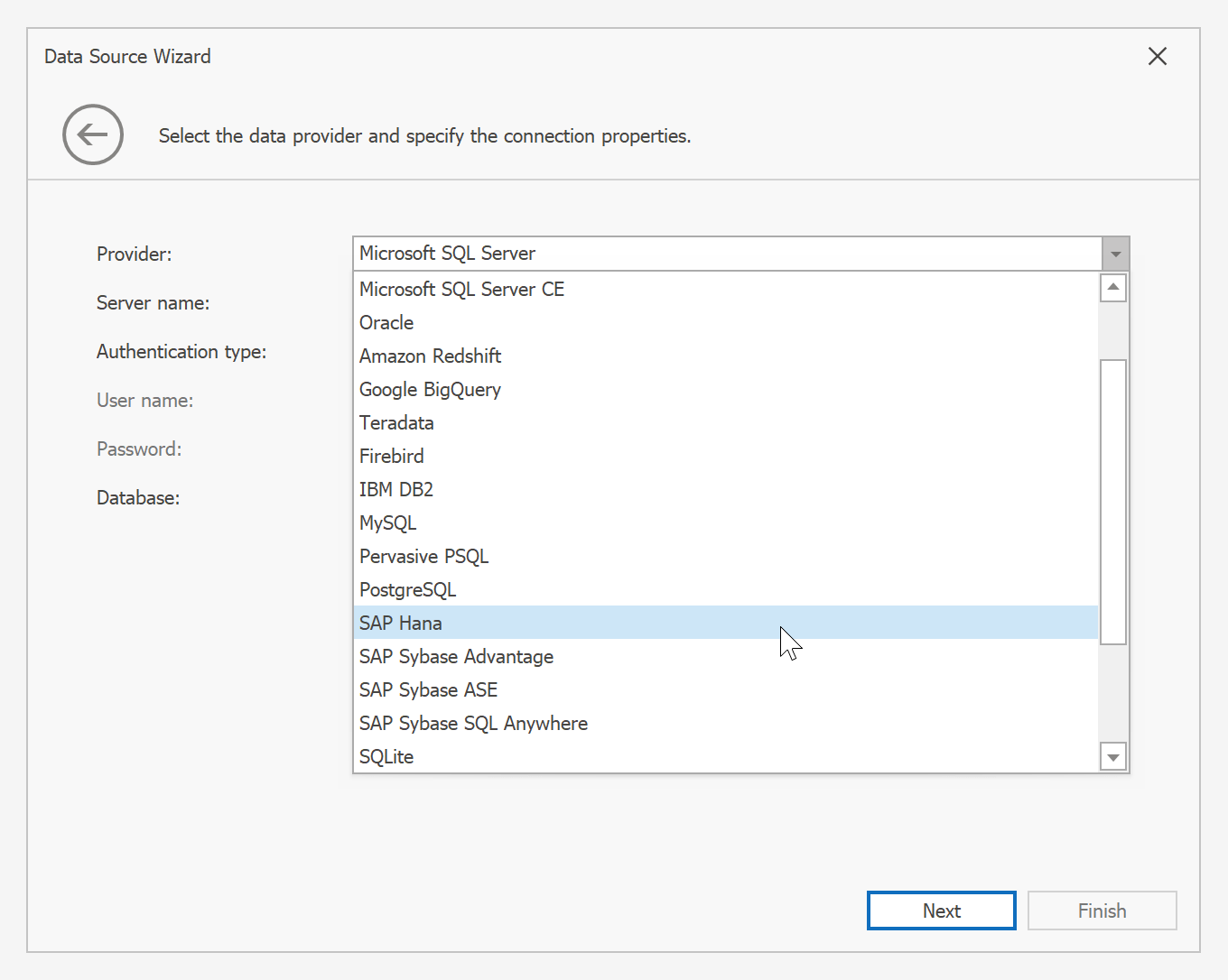 SAP HANA 数据源 - DevExpress 报表