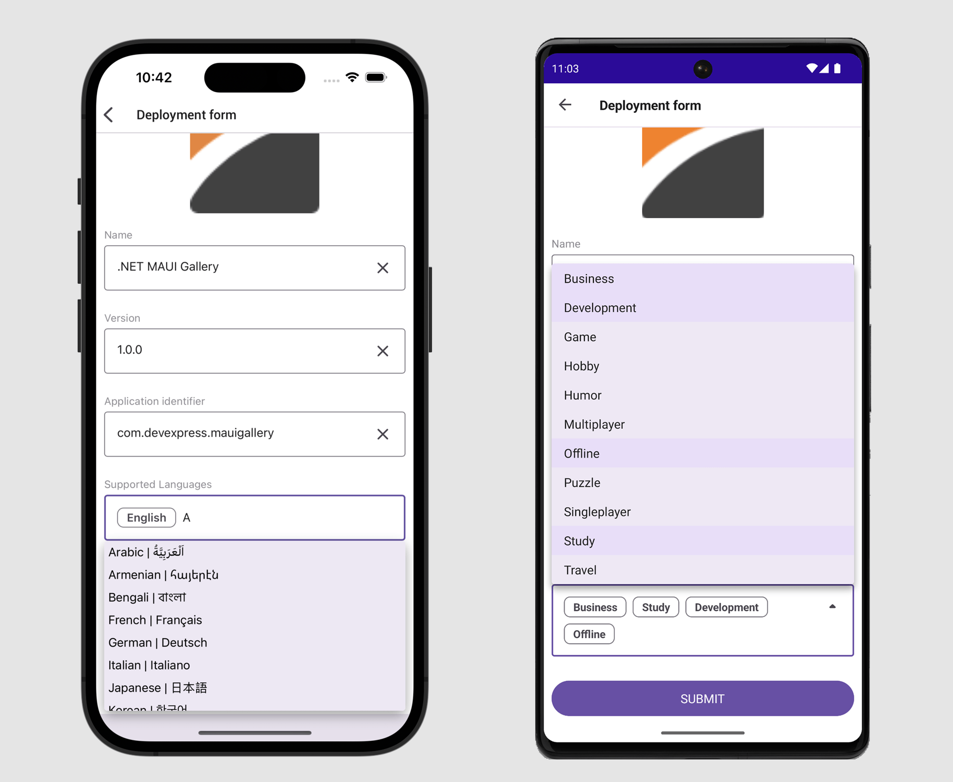 具有自动完成功能的 Token 编辑 - .NET MAUI 组件、DevExpress