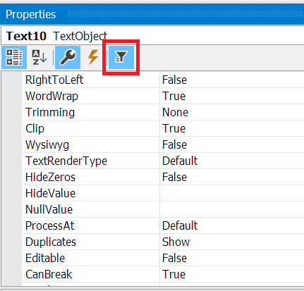 在属性窗口中过滤