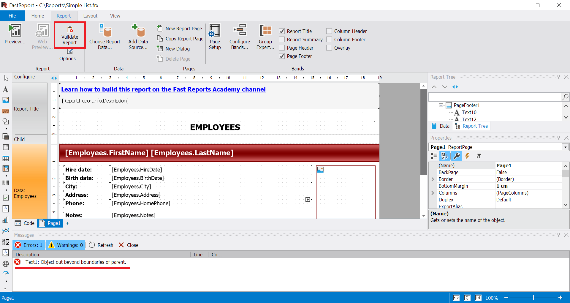 报告验证器更改