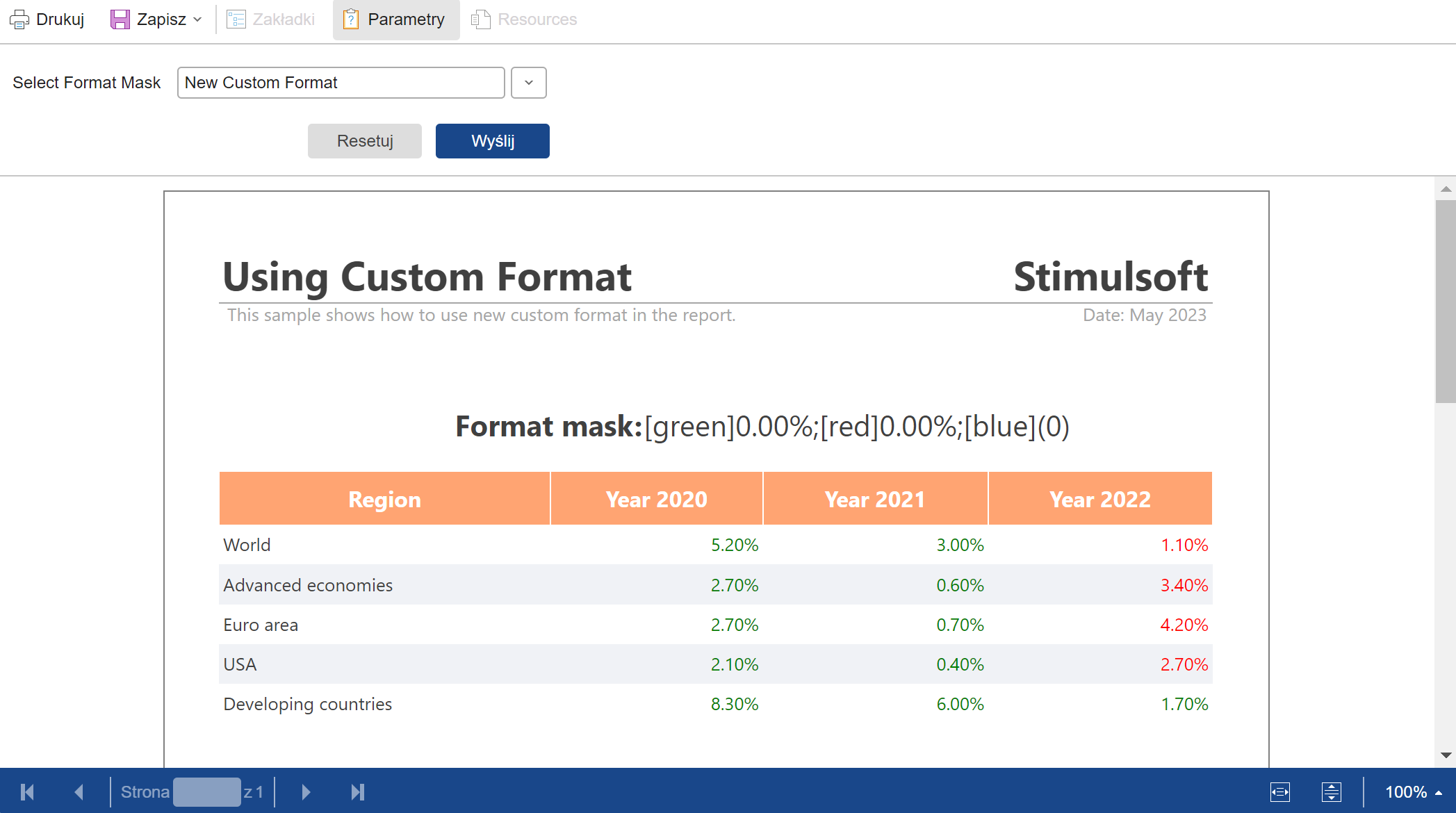 新的自定义格式