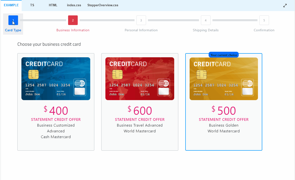 Blazor 步进器示例