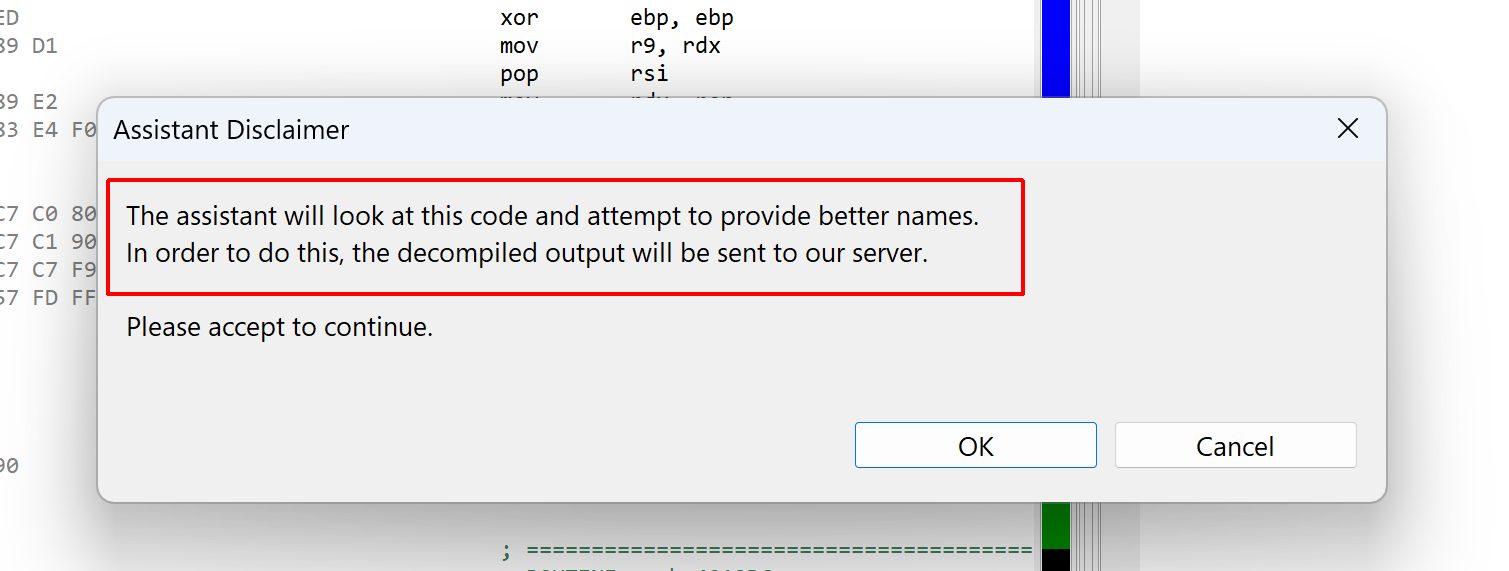 第一次呼叫助理时会显示免责声明